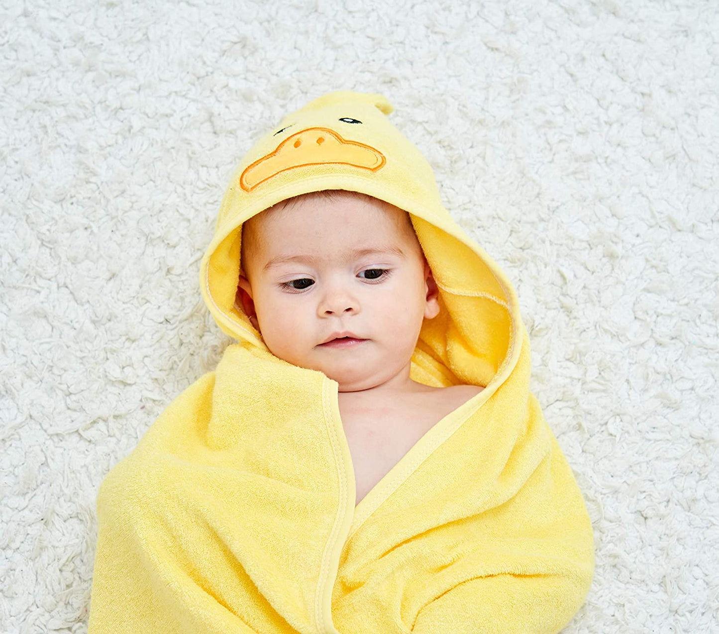 Hiphop Panda Bamboo Hooded Baby Towel - Soft Hooded Bath Towel For Babie, Toddler,Infant, Perfect For Boy And Girl - (Yellow Duc