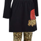 Unique Baby Girls Leopard Print Santa 3 Piece Christmas Outfit (6/Xl, Black)