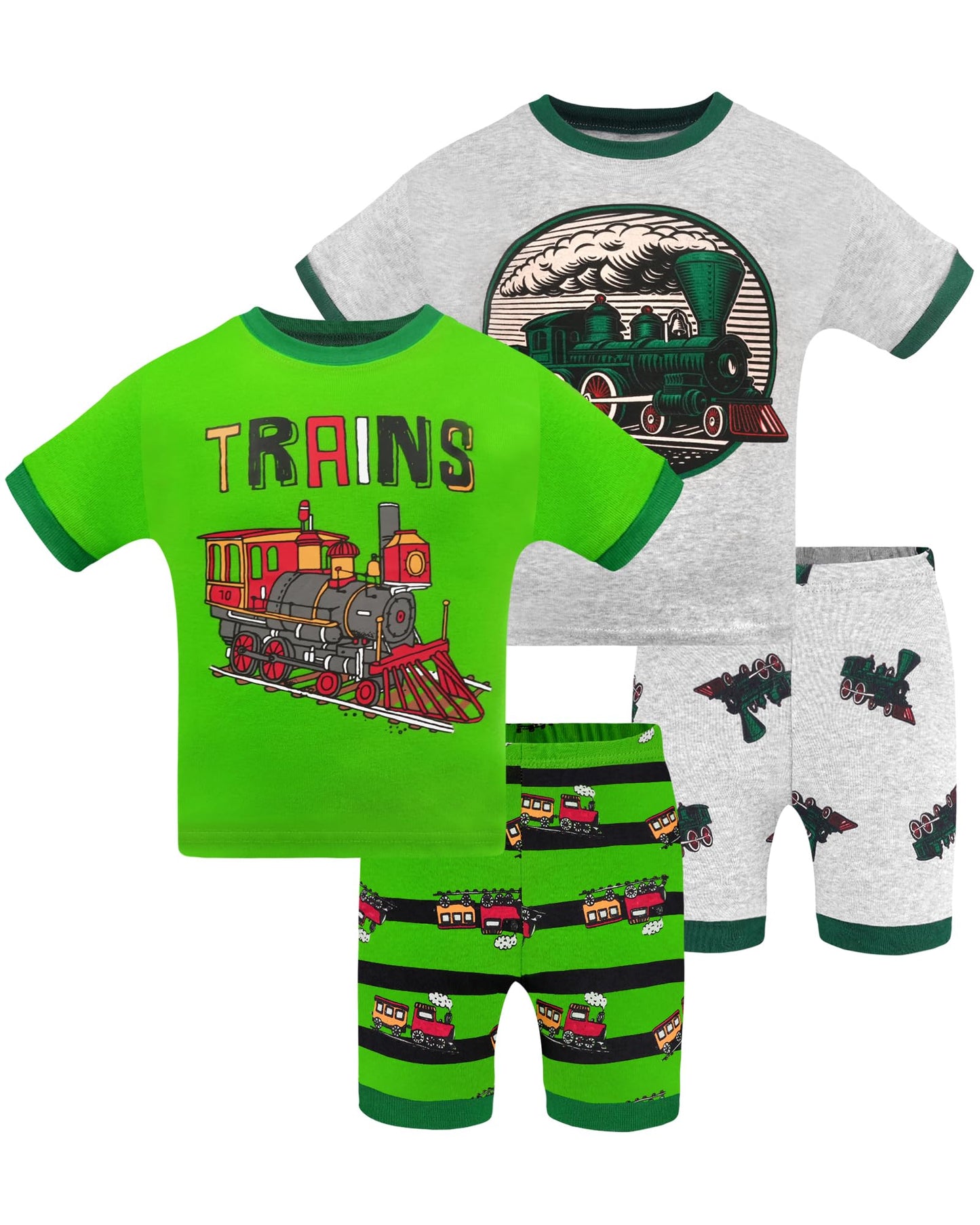 Daughter Queen Boys Pajamas 18-24 Months Summer Pjs Train Pj Sets Baby Toddler Cotton Short Sleeve Sleepwear Jammies Steam Train