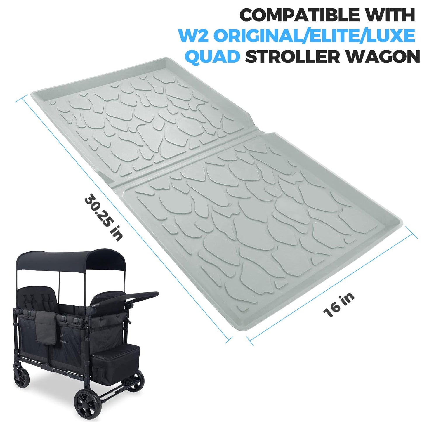 Myvikcar All Weather Mat For W2 Series, 30X16 Inch Stroller Wagon Accessory For Wonderfold (Grey, W2)