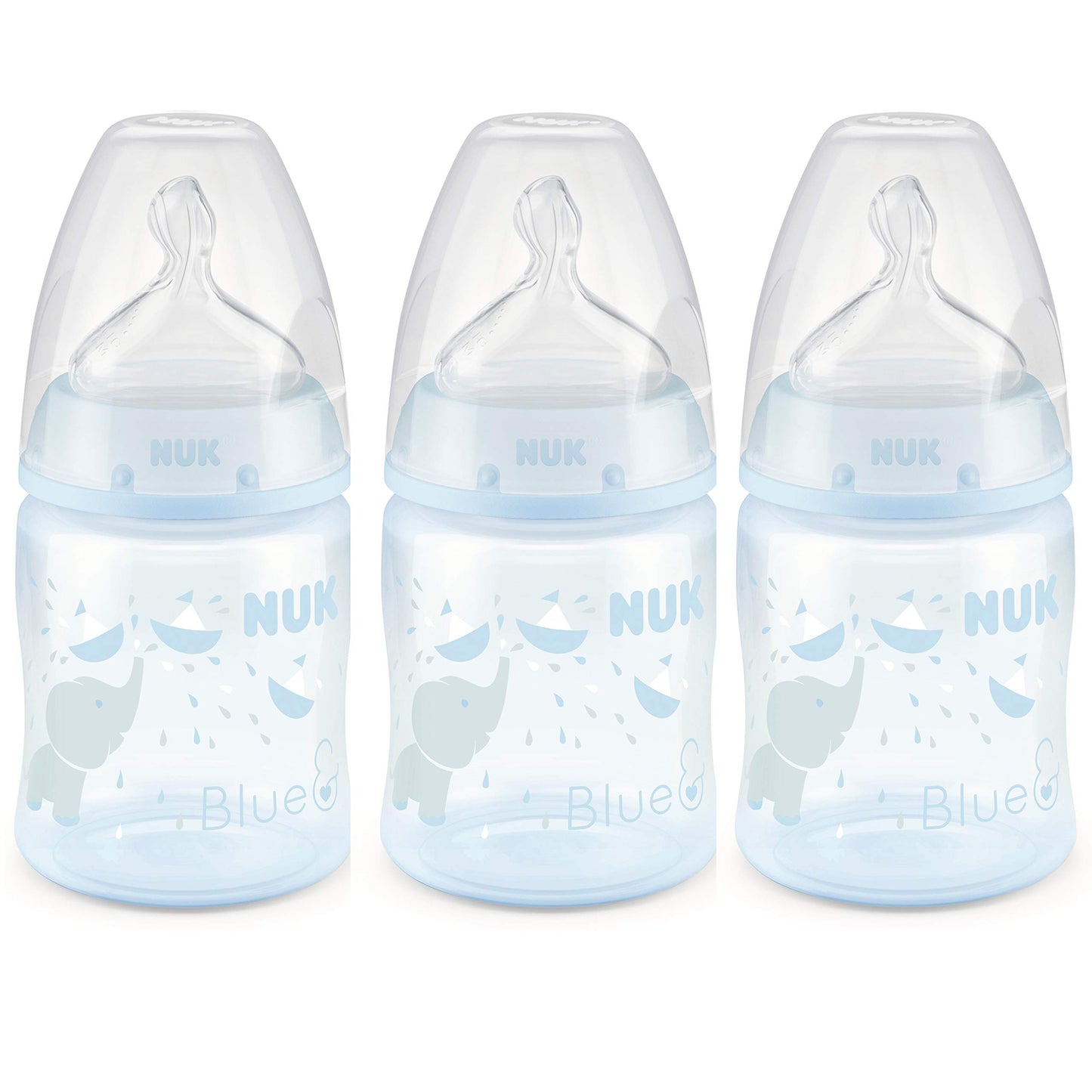 Nuk Smooth Flow Anti-Colic Bottle,Blue Elephant 5 Oz, 3 Pack