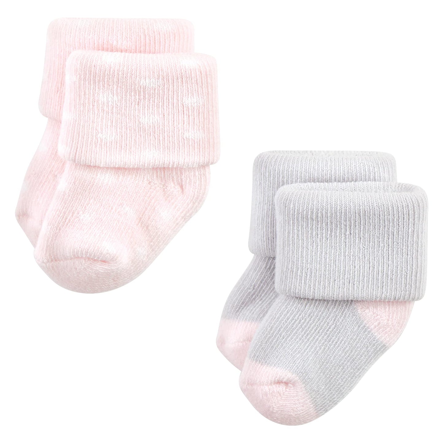 Hudson Baby Unisex Baby Cotton Rich Newborn And Terry Socks, Pink Gray Elephant, 0-6 Months