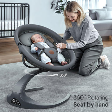 Baby Swings For Infants, Obee Odee Baby Swing, Infant Swing With 5 Speeds, 12 Lullabies, Portable Baby Swing, 360 Rotating Seat,