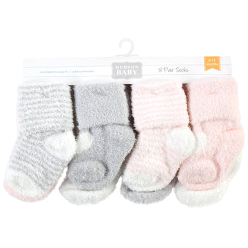 Hudson Baby Unisex Baby Cotton Rich Newborn And Terry Socks, Pink Heart, 12-24 Months