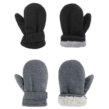 American Trends Toddler Mittens Winter Snow Kids Mitten For Toddler Boys Girls Ski Warm Fleece Gloves Black&Drak Grey M(Fits 1-2
