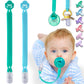 Silicone Pacifier Clip with Adapter Ring for Philips Avent Soothie, 2 Pack One-Piece Soft Binky Clips Holder for Baby Boys Girls