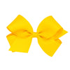 Wee Ones Girls' Classic Grosgrain Hair Bow With Plain Wrap Center On A Weestay Hair Clip, Handmade, Medium Sized Bow, Yellow