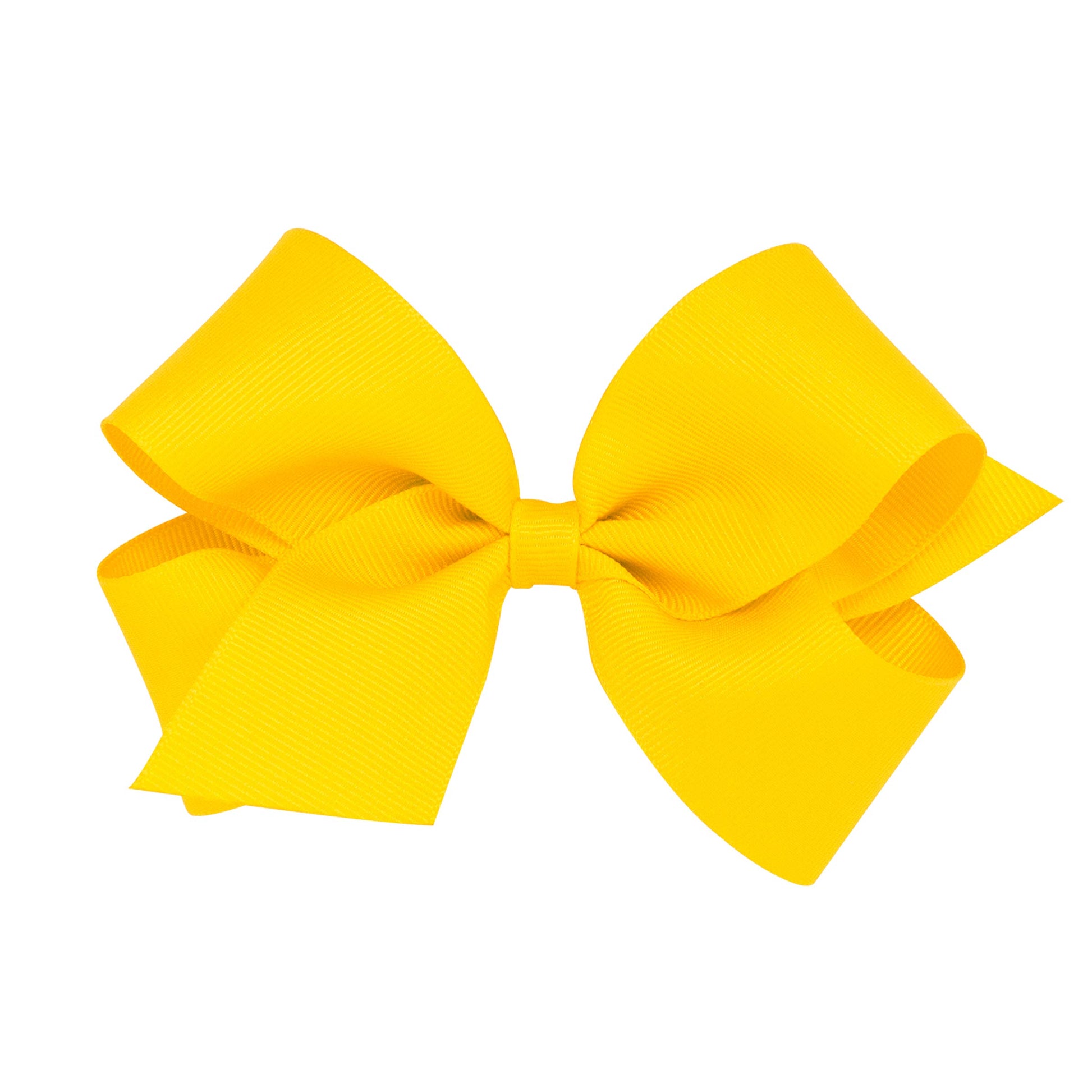 Wee Ones Girls' Classic Grosgrain Hair Bow With Plain Wrap Center On A Weestay Hair Clip, Handmade, Medium Sized Bow, Yellow