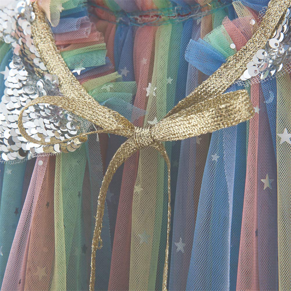 Fkkfyy Girl Cape Cloak Dresses Coat Matching Princess Wedding Birthday Party Halloween Star Sequins Summer Cape Cloaks Costumes