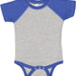 Rabbit Skins, Baby Short Sleeve Raglan Baseball Bodysuit, Vintage Heather/Vintage Royal, 24 Months