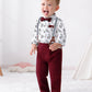 Disaur Toddler Boy Suits Gentleman Wedding Outfits,Formal Dress Shirt+Bowtie +Suspender Pants 12Months-5T(Red,12-18M)