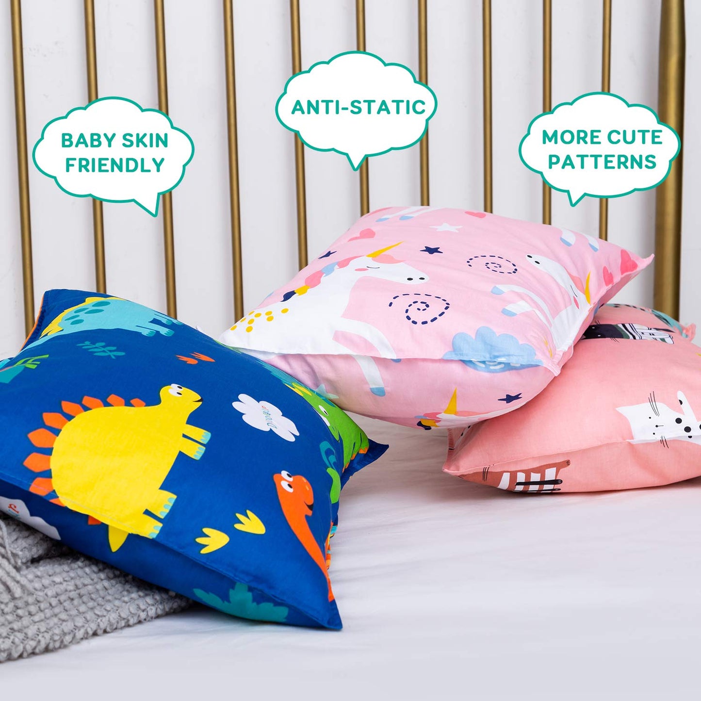 Toddler Pillow with 100% Organic Cotton Pillowcase 14x19, Cottonblue Kids Bedding Pillow for Sleeping, Machine Washable, Boys Pi