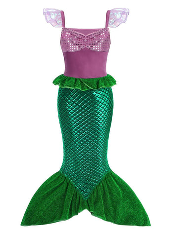 Eledobby Little Mermaid Costume For Girls Ariel Dress Halloween Dress Up Princess Mermaids Skirt Birthday Party Outfits
