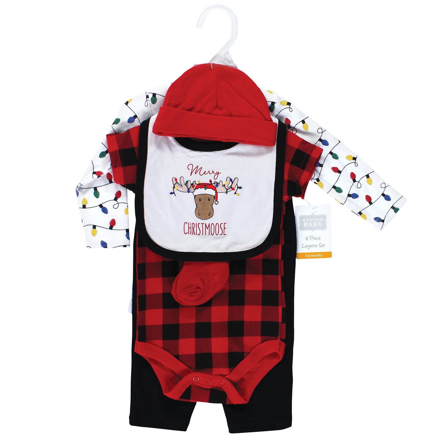 Hudson Baby Baby Boys Hudson Unisex Cotton Layette Set, Christmoose, 6-9 Months And Toddler T Shirt Set, Christmoose, Months Us