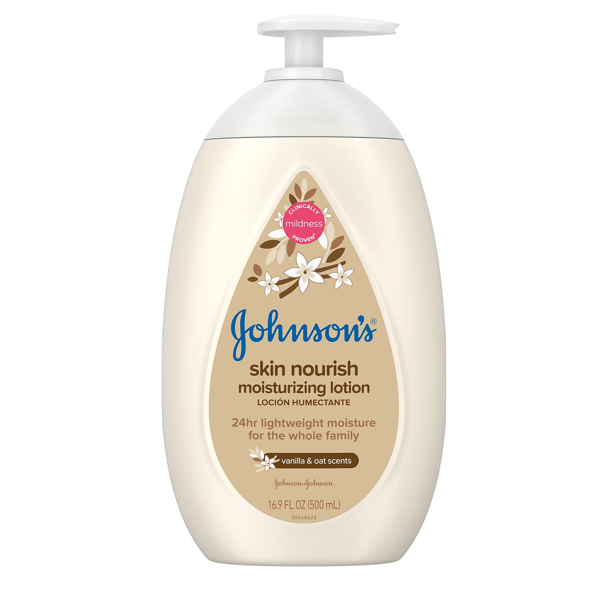 Johnson'S Baby Skin Nourish Moisturizing Baby Lotion For Dry Skin With Vanilla & Oat Scents, Gentle & Lightweight Body Lotion Fo