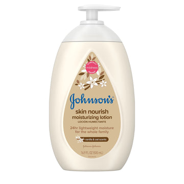 Johnson'S Baby Skin Nourish Moisturizing Baby Lotion For Dry Skin With Vanilla & Oat Scents, Gentle & Lightweight Body Lotion Fo