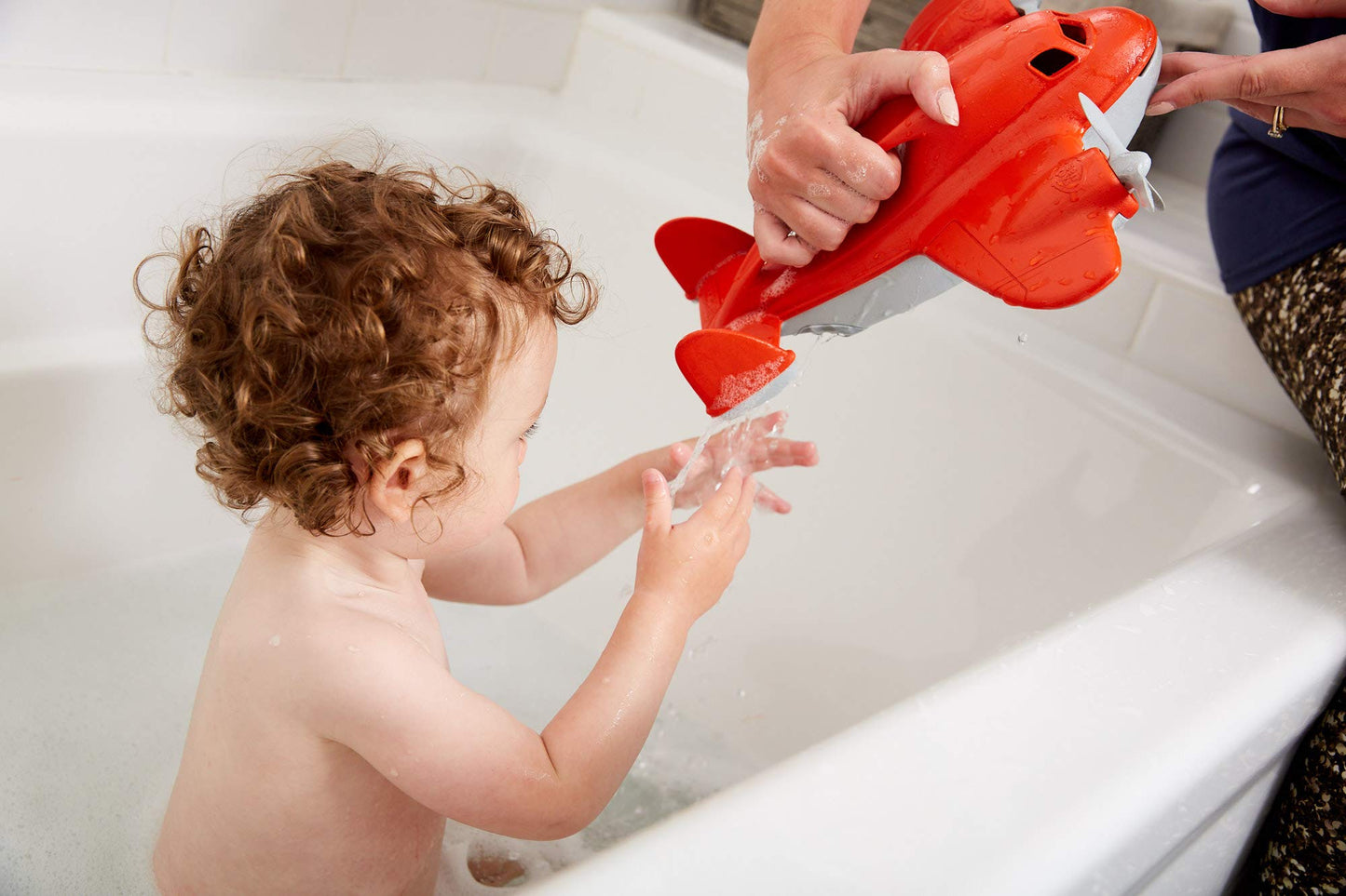 Green Toys Fire Plane - Pretend Play, Motor Skills, Kids Bath Toy Vehicle. No BPA, phthalates, PVC. Dishwasher Safe, Recycled Pl