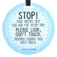 Three Little Tots - Blue Stop Please Look Don'T Touch Baby Car Seat Sign Or Stroller Tag - Cpsia Safety Tested