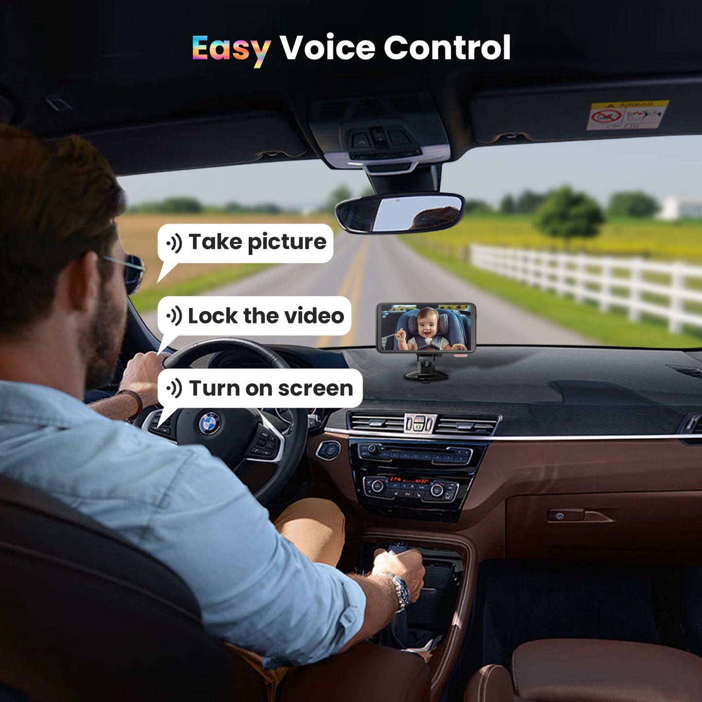 Baby Car Camera With Exit Reminder - Alerts To Remove Baby/Pet, Prevents Heatstroke, 1080P Hd, 4X Zoom, Ir, Voice Control, Anti-