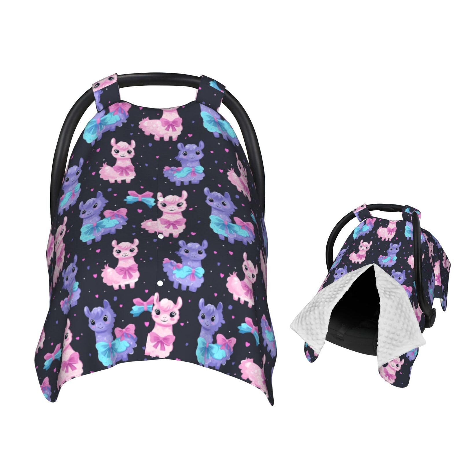 Muishi Llama with A Bows Baby Car Seat Canopy Nursing Cover for Newborn Car Seat Breastfeeding Covers Blanket Newborn Shower Gif