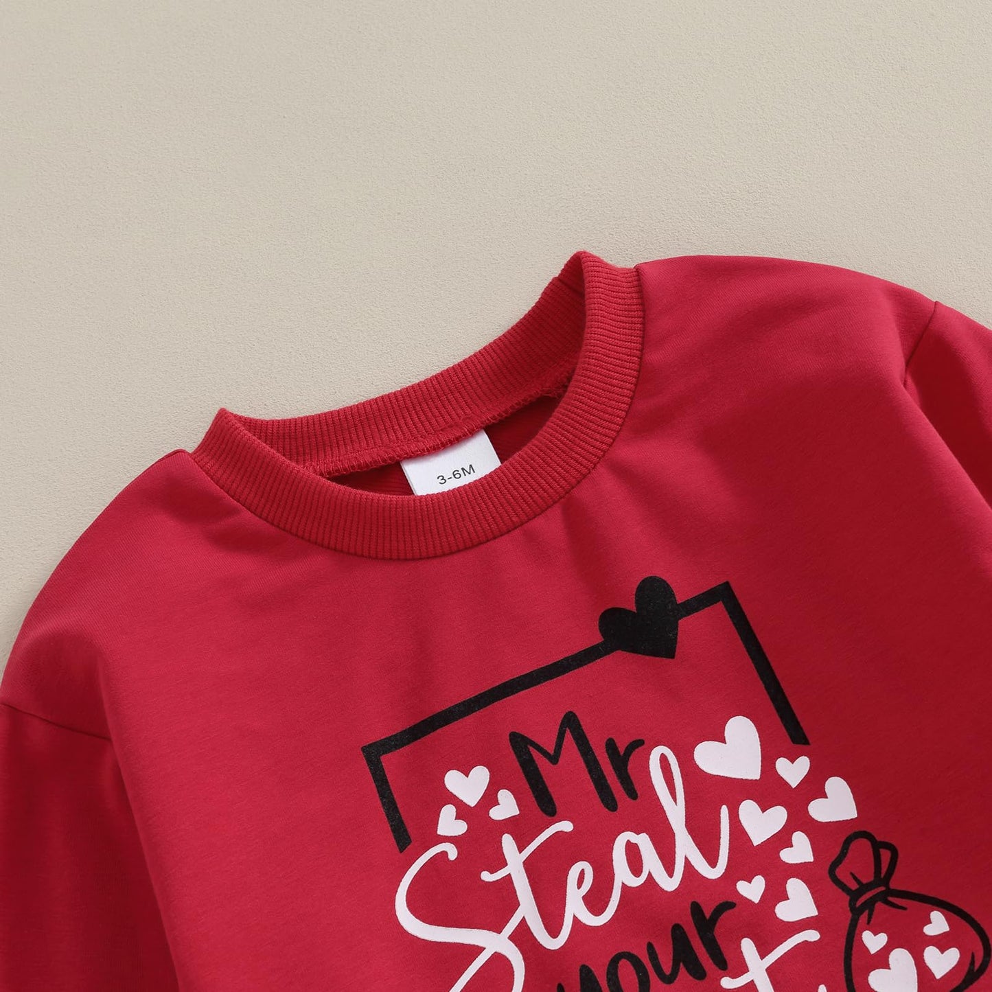 Beqeuewll Baby Boy Valentines Day Outfit Mr Steal Your Heart Set Long Sleeve Sweatshirt Newborn Jogger Infant Boys Clothing (Ste