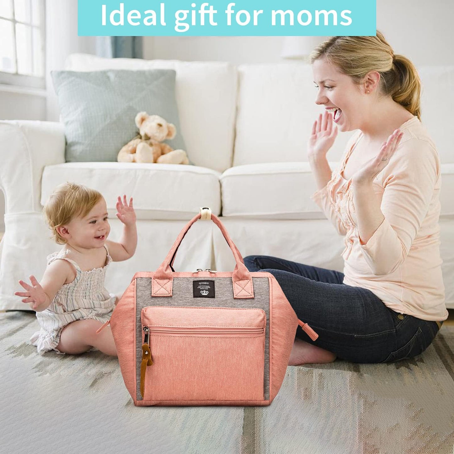 Beaulyn Small Diaper Bag Backpack, Mini Diaper Tote & Portable Crossbody Backpack With Insulated Pocket