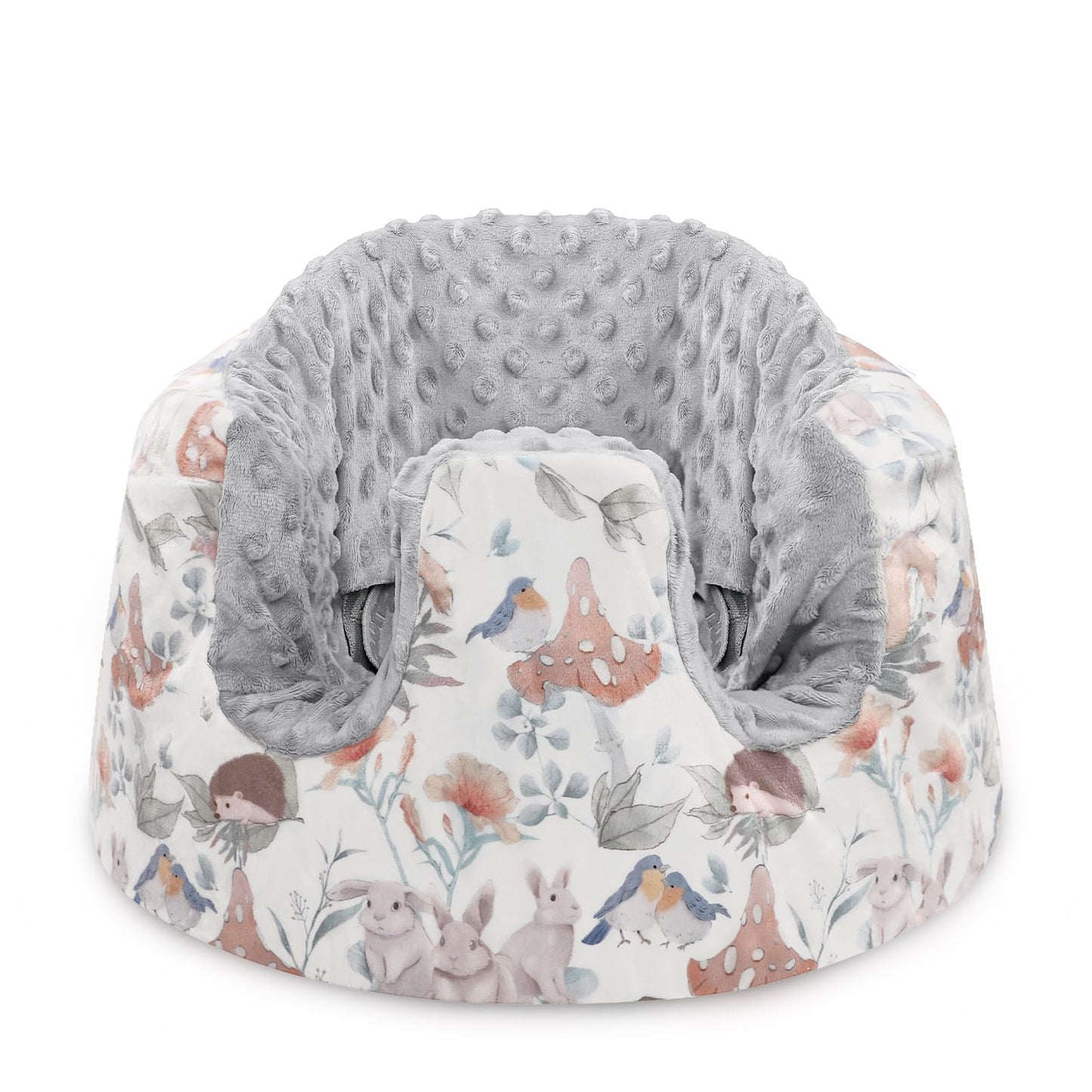 Caruili Minky Seat Cover For Bumbo, Ultra Soft Comfortable, Removable Baby Floor Seat For Boys & Girls, Gray Animal