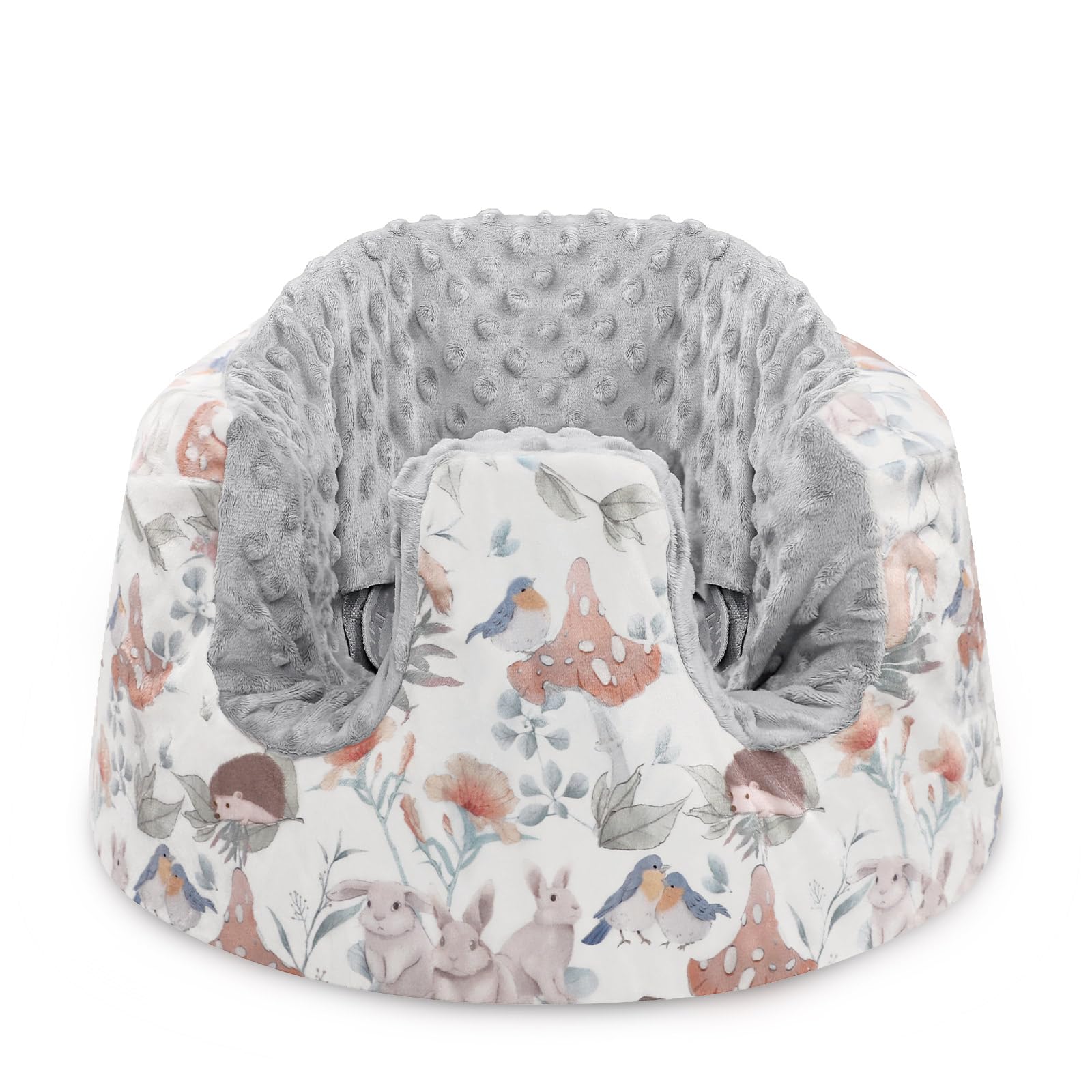 Caruili Minky Seat Cover For Bumbo, Ultra Soft Comfortable, Removable Baby Floor Seat For Boys & Girls, Gray Animal