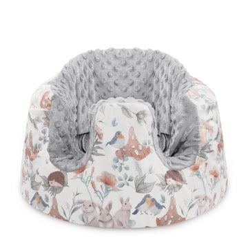 Caruili Minky Seat Cover For Bumbo, Ultra Soft Comfortable, Removable Baby Floor Seat For Boys & Girls, Gray Animal