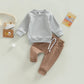 Toddler Baby Boy Clothes Set Solid Color Long Sleeve Crewneck Sweatshirt Top Casual Pants Set 2Pcs Fall Winter Outfits (Gray Cof