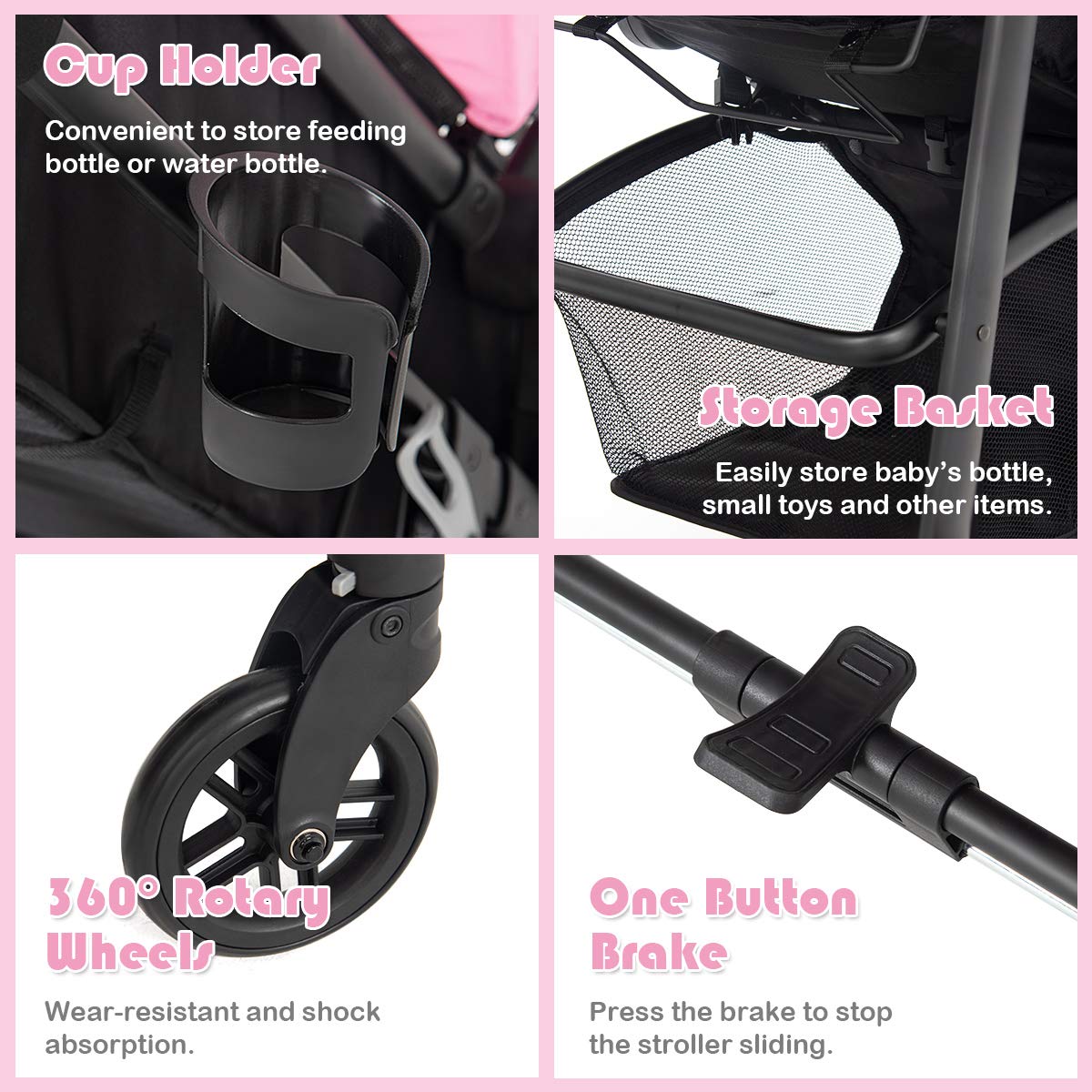 Baby Joy Baby Stroller, 2 In 1 Convertible Carriage Bassinet To Stroller, Pushchair With Foot Cover, Cup Holder, Large Storage S