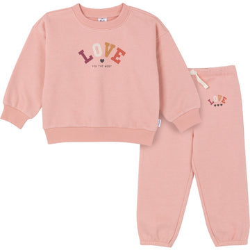 Gerber Baby Girls Toddler 2-Piece Fleece Sweatshirt And Jogger Set, Peach, 3T
