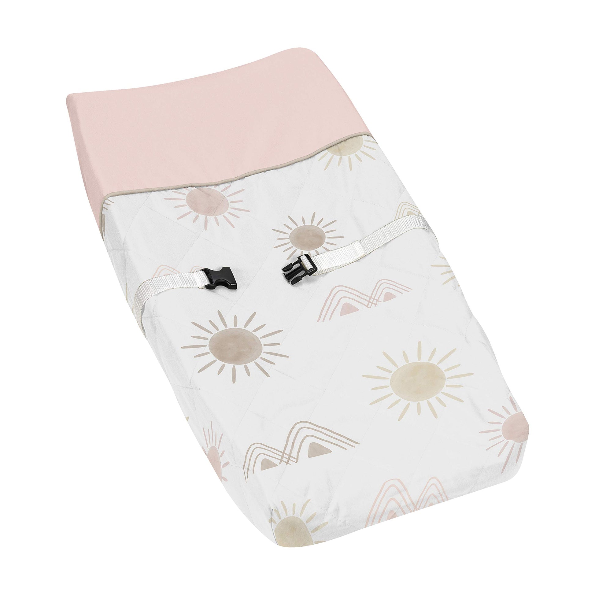 Sweet Jojo Designs Boho Desert Sun Girl Baby Nursery Changing Pad Cover - Blush Pink Mauve Gold Taupe Bohemian Watercolor Mounta