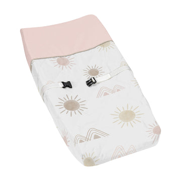 Sweet Jojo Designs Boho Desert Sun Girl Baby Nursery Changing Pad Cover - Blush Pink Mauve Gold Taupe Bohemian Watercolor Mounta