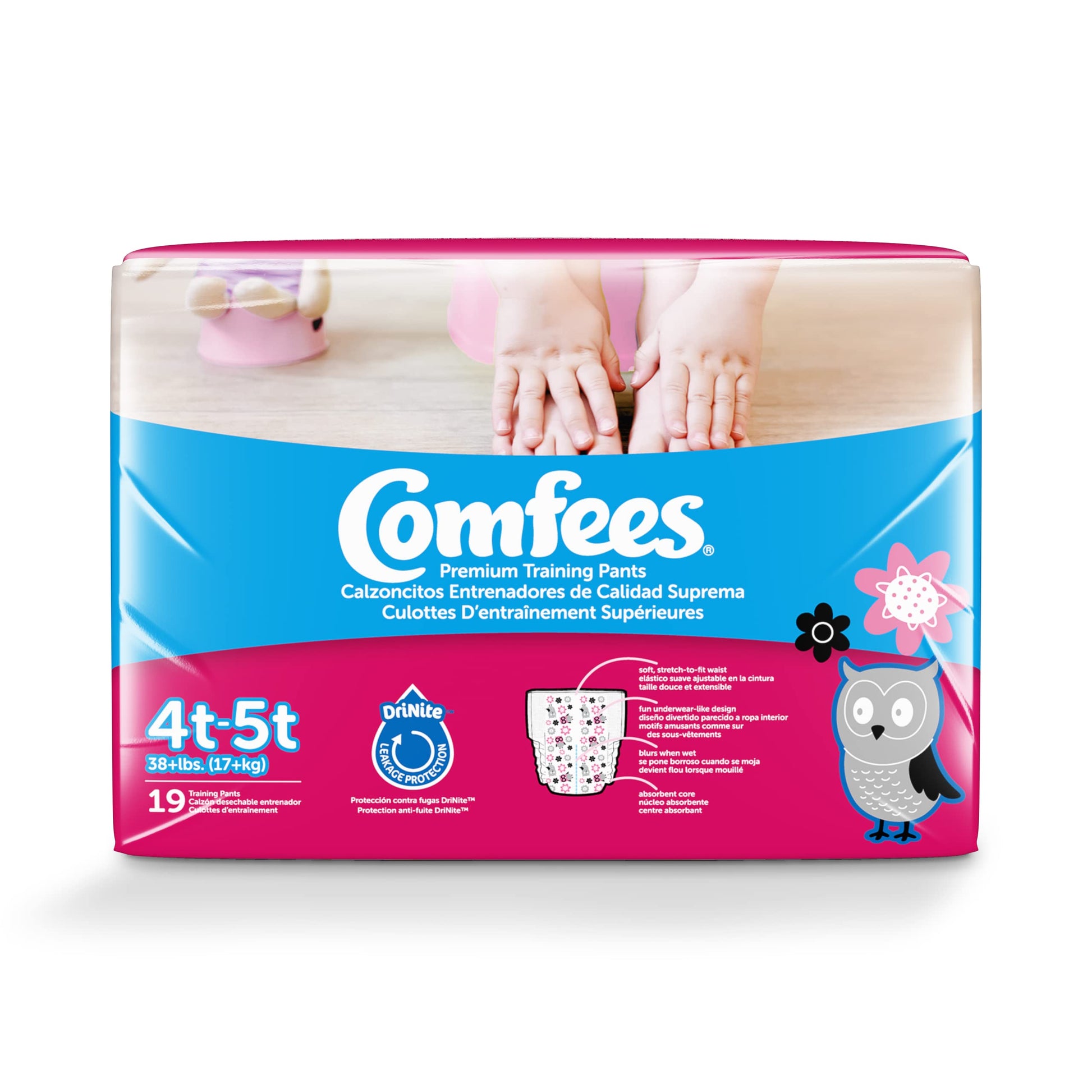 Comfees Girl Training Pants, Size 4T-5T, White, 114 Count