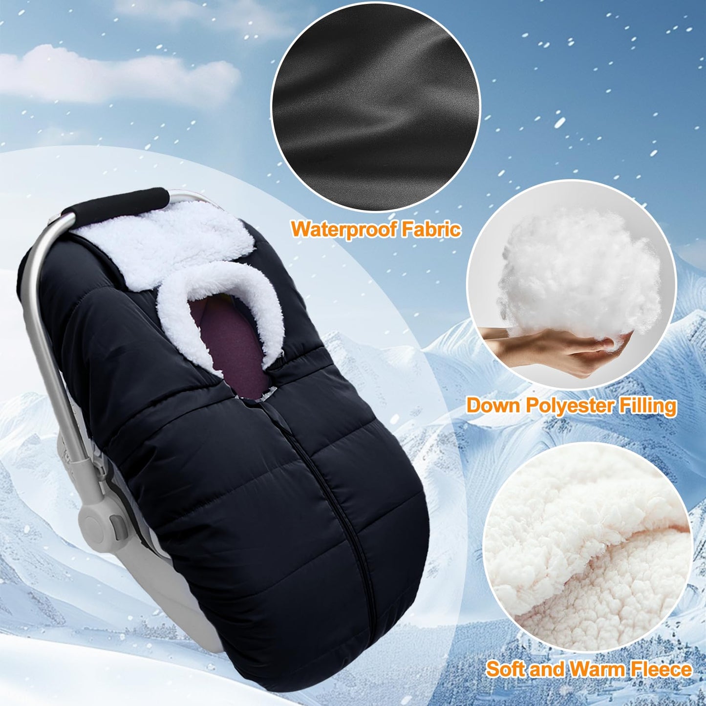 Fairy Baby Winter Car Seat Cover For Babies Carseat- Waterproof, Warm Car Seat Cover Baby - Universal Winter Cover For Back Seat