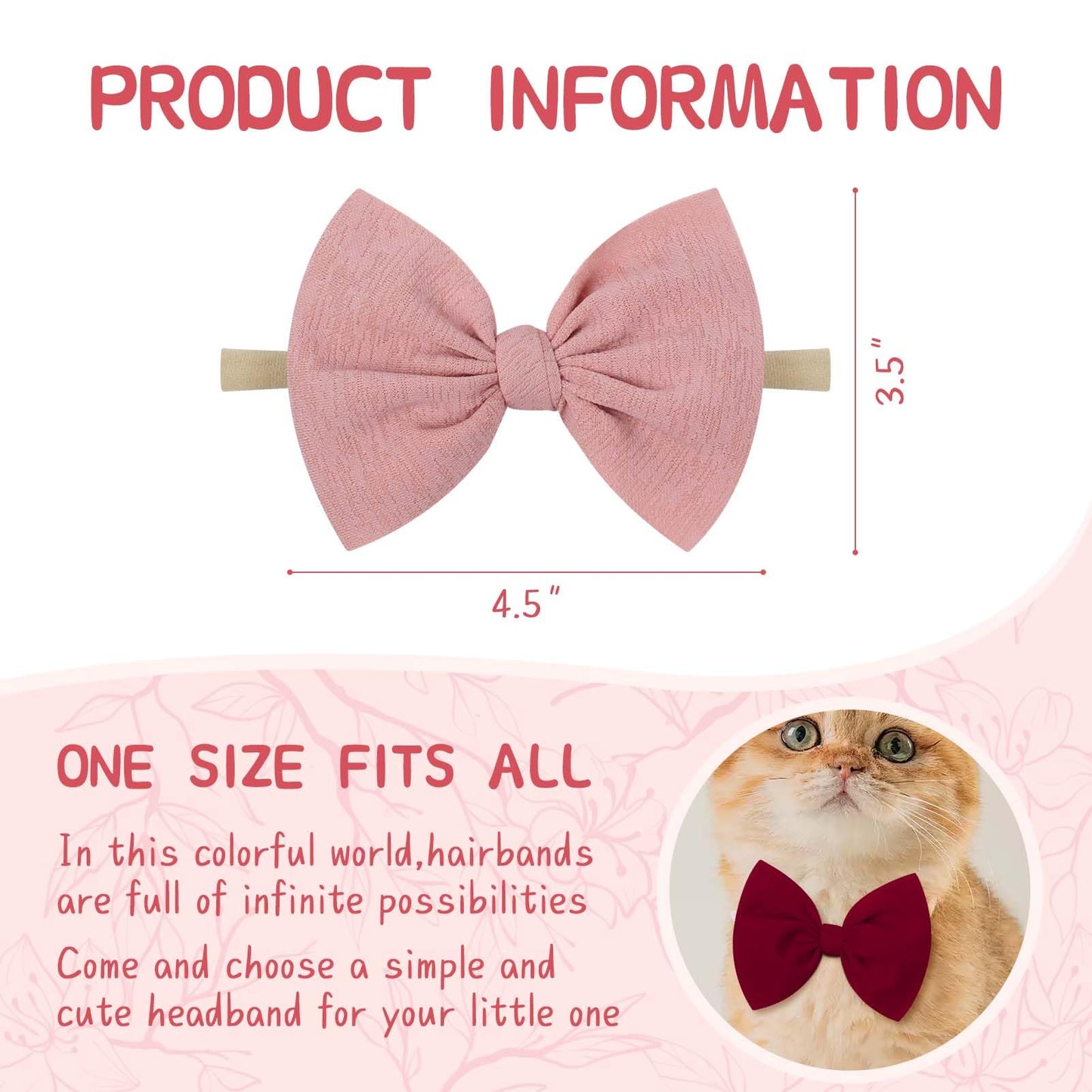 Yanjie 4.5'' Baby Girls Soft Nylon Headbands Newborn Bows Handmade Hairbands Hair Accessories For Newborn Infant Toddler Kids 16