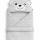 Hi mom Baby Hooded Towel, Blue, Bear Design, Soft Bath Wrap for Newborns and Infants (Grey)