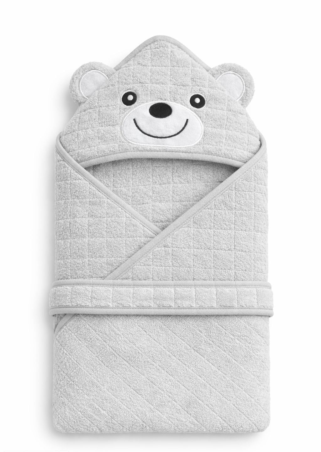 Hi mom Baby Hooded Towel, Blue, Bear Design, Soft Bath Wrap for Newborns and Infants (Grey)