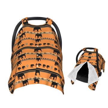 Muishi Elephant and Stripes Baby Car Seat Canopy Nursing Cover for Newborn Car Seat Breastfeeding Covers Blanket Newborn Shower 
