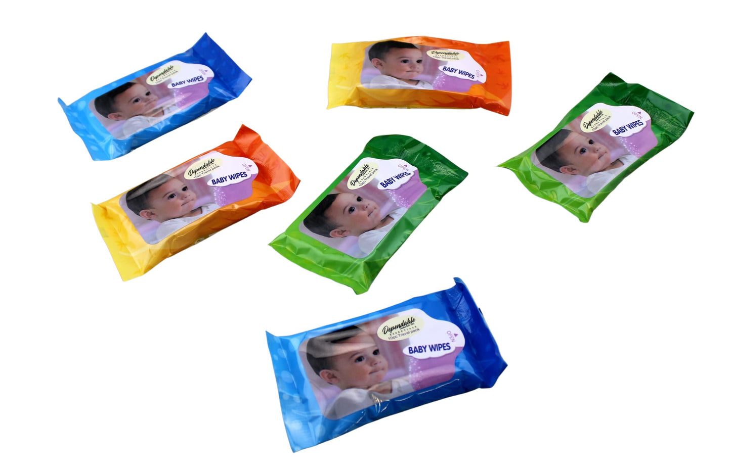 Dependable Industries 6 Piece Travel Size 10 Pack Baby Wipes Fits In Purse Diaper Bag & Glove Compartment Children'S Hands And F