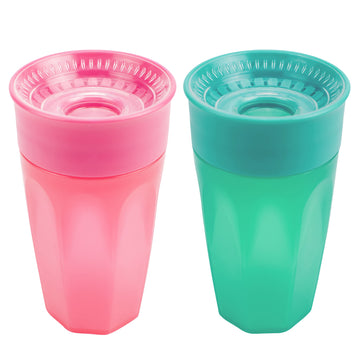 Dr. Brown'S Milestones Cheers 360 Training Cup For Toddlers & Babies, Leak-Free Sippy Cup, Pink & Turquiose, 10 Oz/300Ml, 2 Pack