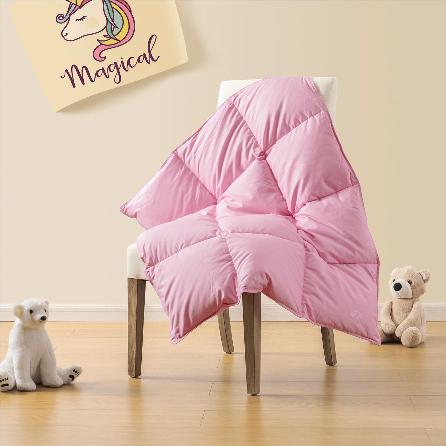Zpecc Pink Toddler Down Comforter, 41X48 Goose Down Filling Crib Duvet Insert, Soft Lightweight Cover For Kids Bed Stroller Nurs