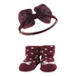 Hudson Baby Baby Girls' Headband And Socks Giftset, Burgundy Leopard, One Size