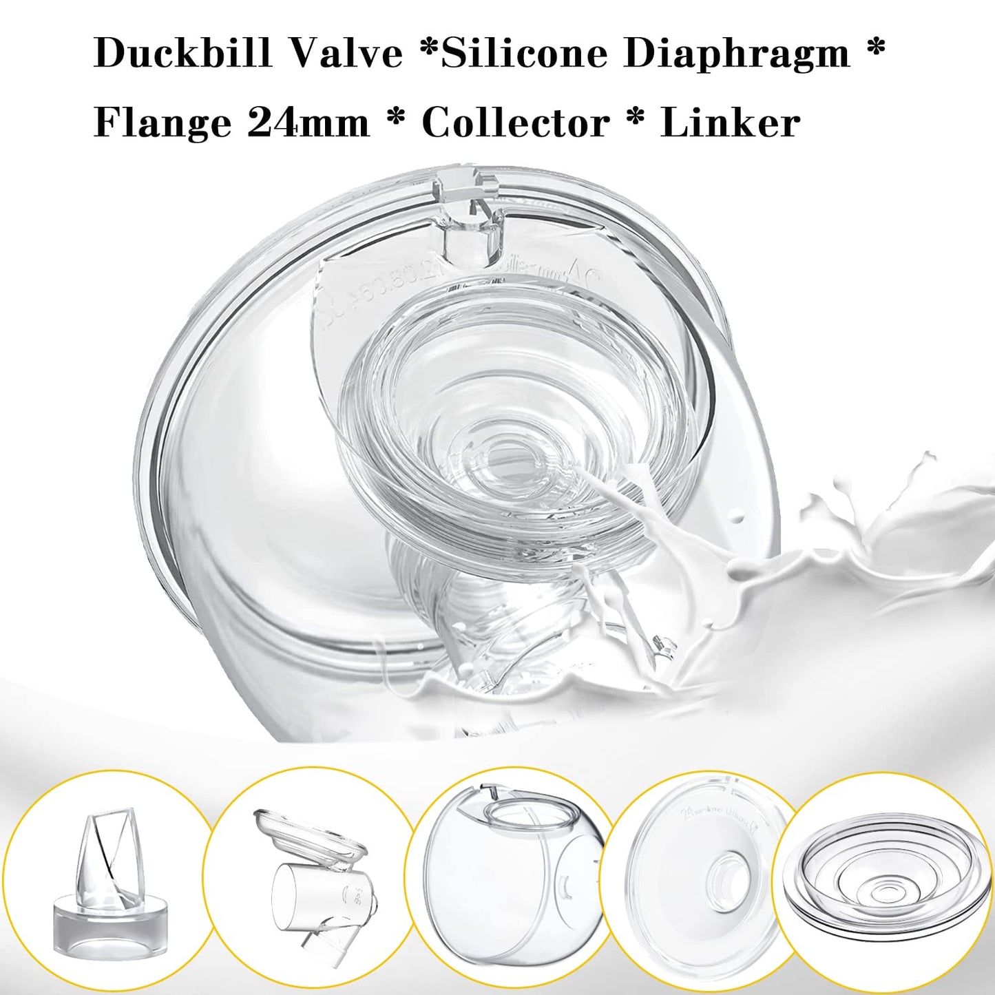 Wearable Breast Pump Milk Collector Cup Accessories,Compatible With Tsrete S12/S9,Kmaier S12 Wearable Breast Pump,Include Duckbi