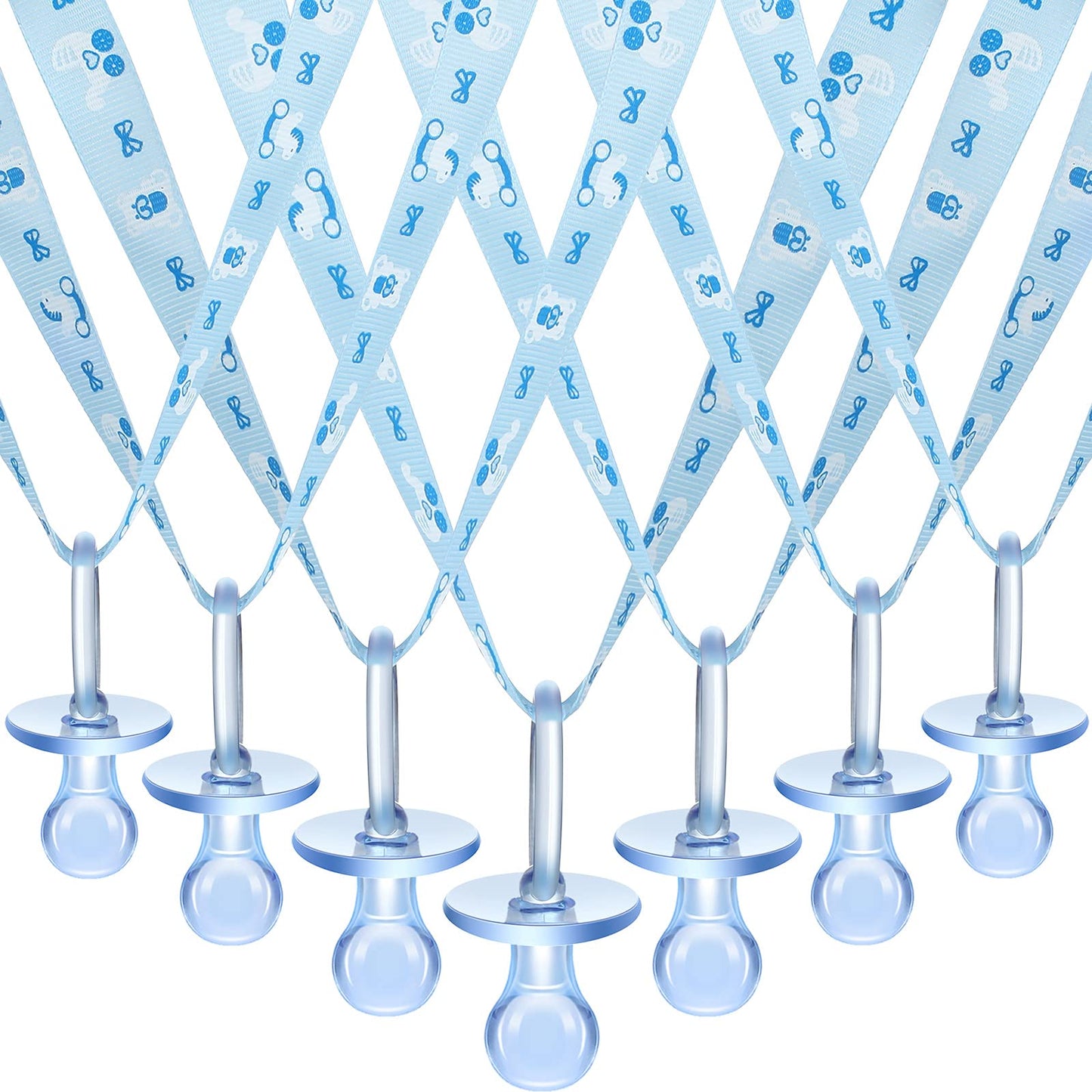 Bbto 24 Pieces Baby Shower Pacifiers Necklace Acrylic Chupones Para Baby Pacifier For Girls Boys Baby Shower Party Game Favors C