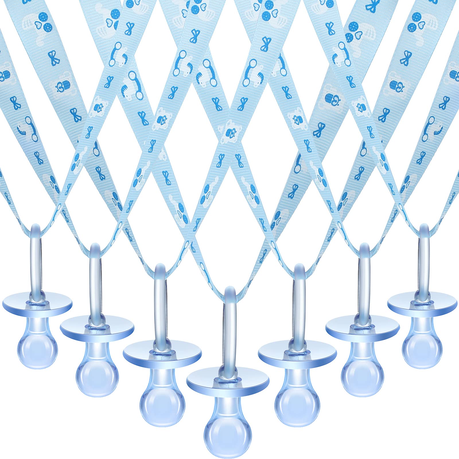 Bbto 24 Pieces Baby Shower Pacifiers Necklace Acrylic Chupones Para Baby Pacifier For Girls Boys Baby Shower Party Game Favors C