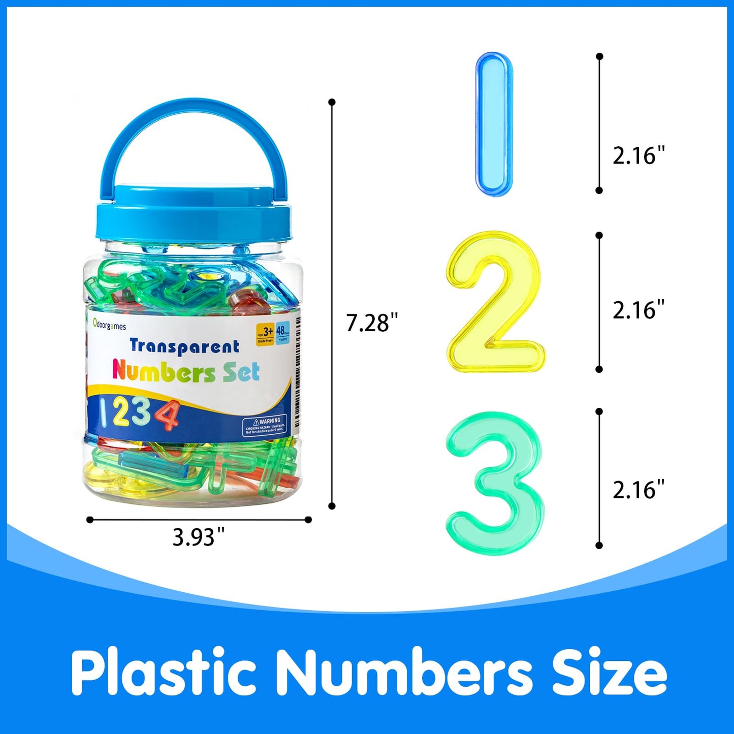 Odoorgames 48 Pcs Translucent Numbers - Light Table Toys, Manipulatives and Accessories for Enhanced Learning & Fun