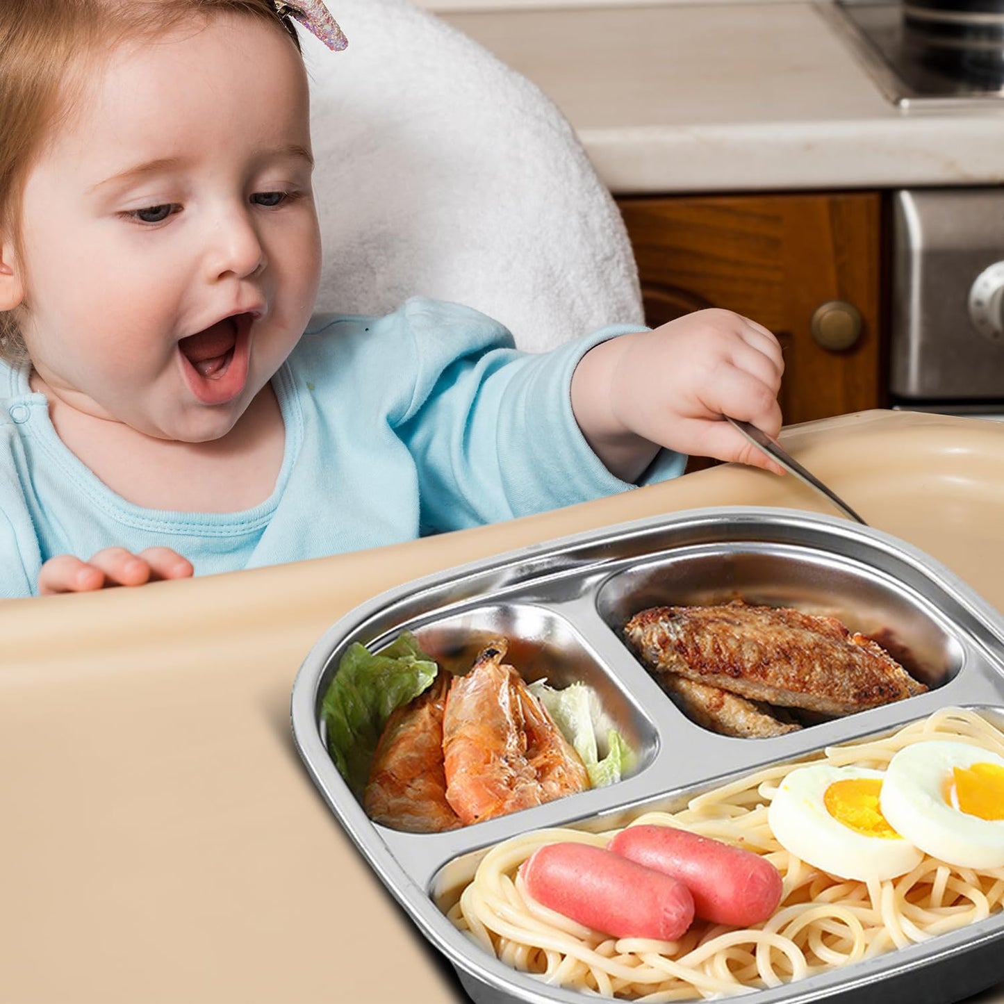 Taoceexi Stainless Steel Kids Plate With Lid | 1-Pack Durable Toddler Dish | Bpa-Free, Non-Toxic & Dishwasher-Safe | Splash-Proo