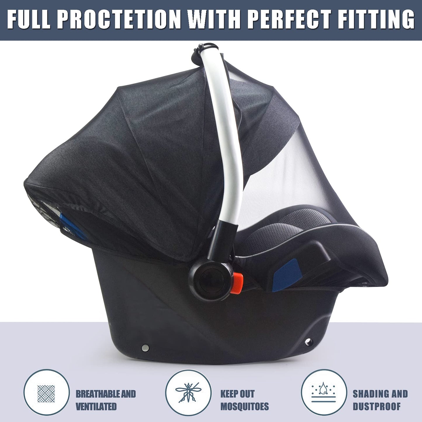 Baby Mosquito Net For Infant Car Seats,Infant Stroller And Bassinets, Carrier,Breathable With Elastic Netting For Easy Fitting,